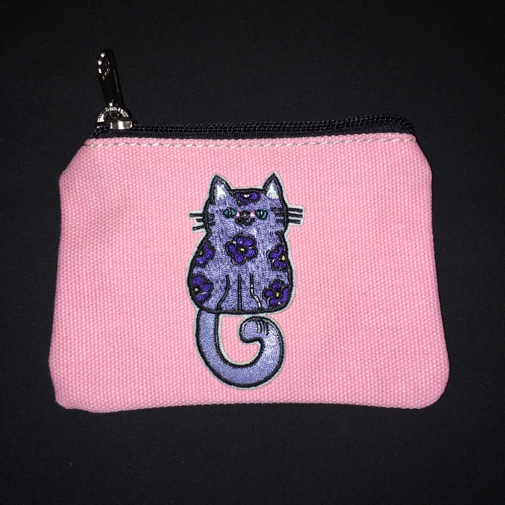 Canvas Cat Zippered Coin Purse